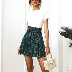 SHEIN | Green Polka Dot Paper Bag Shorts
